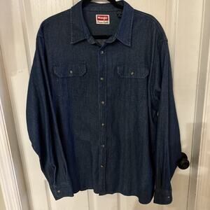 Vintage Wrangler Shirt‎ Men's Large Denim Long Sleeve Western Button Up